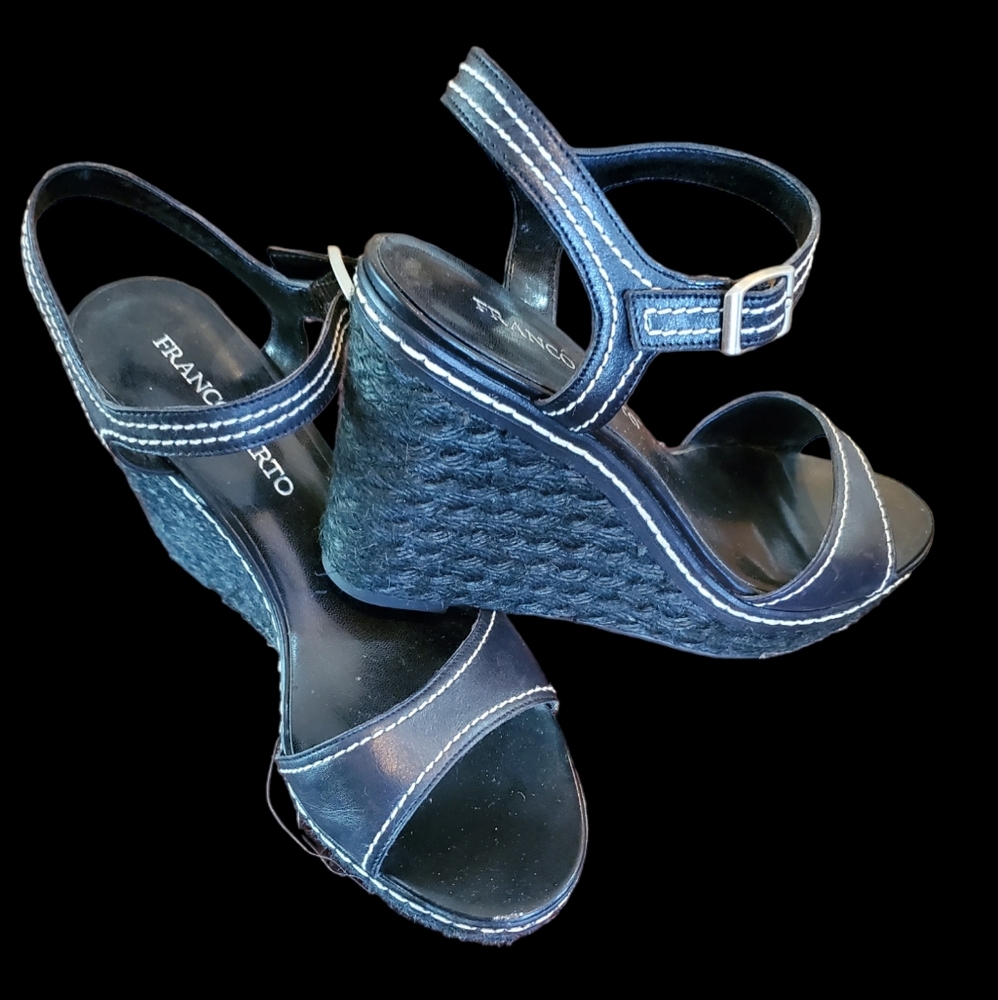 Franco Sarto Black Wedge Sandals